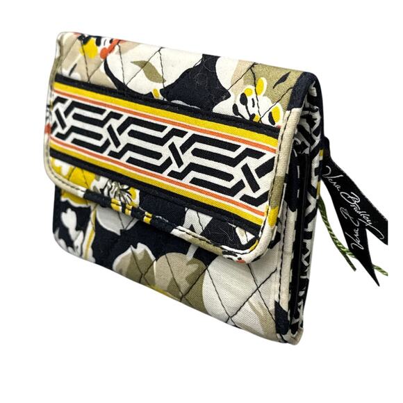 Vera Bradley Dogwood Black Yellow Floral Pattern Euro Wallet New With Tags - Picture 2 of 6